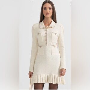 XS Sierra Darien Ivory Knit Textured Dress